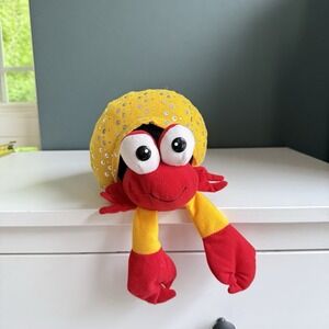 RARE Fiesta Red Hermit Crab‎ Plush 13 Inch Sparkles Glittered Stuffed Animal Toy